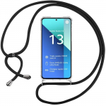 Coque pour xiaomi redmi note 13 4g (pas pour 5g) protection renforc&eacute; transparente anti-rayure souple + bandouli&egrave;re noir