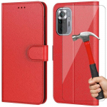 Lot De 2 Verres Tremp&eacute;s+ Coque Pour Redmi Note 10 Pro 4G (6.67 ) Rouge Protection 360 Degr&eacute; Anti-Choc Anti Rayure