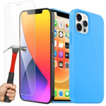 Coque silicone ultra slim pour iphone 13 pro max (6,7 ) bleu et 2 verres tremp&eacute;s vitre protection d'&eacute;cran e.F.Connection