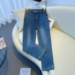 DIMANAF 2024 Plus Size Naiste Teksad P&uuml;ksid Denim Naiste Pliiats Elastne Basic Sinine K&otilde;rge V&ouml;&ouml;kohaga P&uuml;ksid Oversize Mood Uued P&uuml;ksid XL sinine