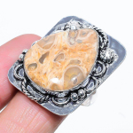 Plume Root Jasper Handmade 925 Sterling Silver Jewelry Ring Size 9 n9d98