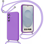 Coque pour samsung galaxy s25 plus (s25+) protection antichoc silicone liquide avec cordon - violet