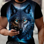 Uus Suvine Meeste Moe T-s&auml;rk Personality Wolf Printed Meeste T-s&auml;rk Top XS must