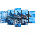 5 t&uuml;kki Sinine ookean looma h&uuml;ppavad delfiinide maalid Moodne HD-tr&uuml;kitud seinakunsti raam L&otilde;uend Pildid Plakat Kodukaunistus Ilma raamita 20x35cm*2 20x45cm*2 20x55cm*1