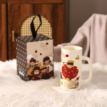 Parent-Child Time Retro Ceramic Straight Cup For Girls, High-Value Large-Capacity Water Cup As A Gift 401-500ml