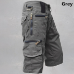 V&auml;listingimustes kasutatavad meeste veekindlad taktikalised l&uuml;hikesed p&uuml;ksid meestele L&uuml;hikesed p&uuml;ksid Mitme taskuga Cargo Quick Dry Shorts Suvised v&auml;lip&uuml;ksid vabaaja sirged p&uuml;ksid 5XL hall