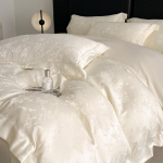 Siidine Tencel žakaarmustriga tekikotikomplekt - Luksuslik suvine voodipesu paelakaunistusega 2.0m Bedspread 4-Piece Set [Duvet Cover 220x240]