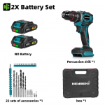 NEWBENY 80 Nm harjadeta elektriline puur 3-&uuml;hes juhtmeta l&ouml;&ouml;kpuur elektriline kruvikeeraja j&otilde;ut&ouml;&ouml;riistad 18V akule 2 Battery-EU Set B