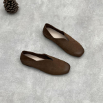 Johnature K&auml;sitsi valmistatud Ehtne Nahk Pehme Tald Mokassiinid Vabaaja Pehme Veisenahast Lamedad Naiste Slip-on Kingad 35 kohv