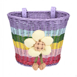 Kids Bike Basket Easy to Install Woven Front Bicycle for Children Brown