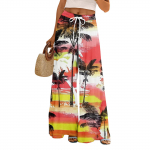 Naiste Suvised Boho Palazzo P&uuml;ksid K&otilde;rge V&ouml;&ouml;kohaga Laiad S&auml;&auml;red Tr&uuml;kiga Vabaaja P&uuml;ksid Taskutega XL arbuusipunane v&auml;rv