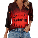 Naiste Mood Vabaaja Rev&auml;&auml;r 3/4 Varrukaga Halloweeni Prindiga S&auml;rk Naiste V-kaelusega Topid L beež