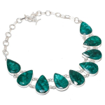 Emerald (Simulated) Gemstone 925 Sterling Silver Jewelry Necklace 18 m2l43