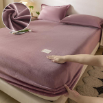 S&uuml;gistalvine soe liibuv voodilina Flanell Pehme Mugav Queen voodilinad Paks korallifliisist madratsikate Pehme voodilina 160x200cm lilla