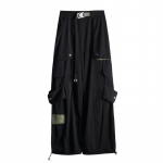 Techwear Cargo Pants Naiste Harajuku Hip Hop vabaaja mustad laia s&auml;&auml;rega p&uuml;ksid k&otilde;rge v&ouml;&ouml;kohaga j&auml;&auml;siidist p&uuml;ksid naiste t&auml;navar&otilde;ivad XL