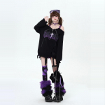 Gooti Goth Harajuku &Otilde;lalt Avatud &Uuml;lisuur Kampsun Grunge Disain Seksikas Kirjaprint Pikkade Varrukatega Mustad Pulloverid L