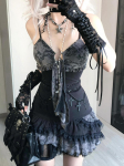 Goth suvine seksikas kleit Naiste riided Punk T&auml;navar&otilde;ivad Pits Sling Must Tume &otilde;hukesed l&uuml;hikesed kleidid Kuum T&uuml;druk K&otilde;rge V&ouml;&ouml;koht Y2K Minikleit S must