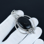 Looduslik must obsidiaani v&auml;&auml;riskivi ripats 925 sterlingh&otilde;be ehted, antiikne ripats, boho ehted, igap&auml;evased ehted, emadep&auml;eva kingitused 6.5 Cm