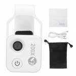 200X Suumiga Telefon Mini Taskumikroskoop CPL-objektiivi ja LED-valgustiga Mobiiltelefoni V&auml;line Objektiiv Kaasaskantav Telefoni Mikroskoobi Kaamera valge