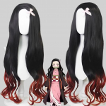 Nezuko Cosplay Parukas Cosplay Lokkis Must Oranž Gradient Parukas Cosplay Kuumuskindlad S&uuml;nteetilised Parukad black-One Size