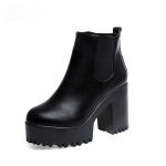 Botas Mujer Mood naiste saapad kandilised kontsad platvormid Zapatos Mujer PU nahast reie k&otilde;rged saapad Mootorjalatsid 35 must