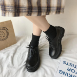 Naiste Nahast Paeladega Oxford Kingad Naiste Paksude Taldadega Mokassiinid &Uuml;mar Ninaga Platvorm Vabaaja Lolita Mary Jane Kingad Zapatos Mujer 38 must