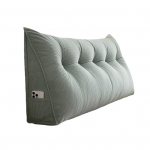 Voodipeatsipadi Velvetist Kolmnurkne Voodipeatsipadi K&uuml;lgtaskuga Ergonoomiline Seljatoepadi Diivanvoodi Padi Lugemiseks Istumiseks T&ouml;&ouml;tamiseks 150CM heleroheline v&auml;rv
