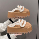 Moodsad Karusnahast Platvormiga Suede Sussid Korterid Soojad Pl&uuml;&uuml;sist Puuvillased Kingad Vabaaja Slingback Mulad Talv 2025 Trend Mugavad Libisemiskindlad Zapatos Mujer 40 kaamel