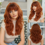 Pikad lainelised lokkis parukad Helekuldpruun s&uuml;nteetiline parukas tukkidega naistele igap&auml;evased Cosplay kuumakindlad kiudparukad