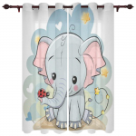 Beebi elevandi armas liblika aknakardin elutuppa, magamistuppa, kodu kaunistuseks, k&ouml;&ouml;ki akna kardinateks 135W x 60H(cm)