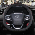 for Chery Tiggo 2 2 Pro3 3X 5 5X 7 7Pro 8 8Pro Car Steering Wheel Cover 9 Colors PU Leather Non-slip Auto D shape Black