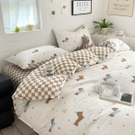V&auml;ikesed taksid T&auml;htedega Prinditud Voodipesu Komplekt Karu Mustriga Tekikott Padjap&uuml;&uuml;r Pehme Voodilina Kingitus Kodu jaoks 150x200cm/180x220cm Cover 200x230cm 4pcs