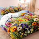 3 tk kaunis lilleline tekikoti komplekt: 1* Tekikott, 2* Padjap&uuml;&uuml;ri (Sisestuskomponenti ei ole kaasas), Pehme ja hingav voodipesukomplekt Duvet Cover Set&EU Single(135x200cm)