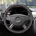 For Mercedes Benz W164 M-Class ML350 ML500 X164 GL-Class GL4 Hand-stitch black Leather non-slip car Steering Wheel Cover Red line style