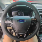 For Ford Explorer 2016 2017 2018 Hand-stitched non-slip Black Leather Car Steering Wheel Cover 2