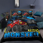 Monster Trucki Tekikatted Voodipesukomplekt Tekikoti Komplekt 3D Voodipesu Digitaaltr&uuml;kiga Voodipesu Kuninganna Suuruses Voodipesukomplekt Dropshipping EU Single(135*200cm)3pcs