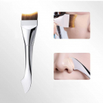 Stapi - 2 in 1 Curved Foundation Brush with Spatula Silver & Dark Brown
