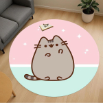 1 tk Pusheen, Kass &Uuml;mmargune Toolimatt Ala vaip - libisemiskindel, P&otilde;randamatt kontorisse, magamistuppa, kodu kaunistus J&otilde;ulukink p0811385 100cm beige