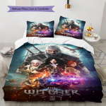 Witcher Muster Voodipesu Tekikott Komplekt Tekikott Padjap&uuml;&uuml;r Kodu Kaunistus Kingitus (1 * tekikott + 2 * padjap&uuml;&uuml;ri, ilma s&uuml;damikuta) 135x200cm