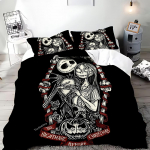 The Nightmare Before Christmas Tekikott Padjap&uuml;&uuml;r Voodipesukomplekt T&auml;iskasvanud Poiss T&uuml;druk Magamistoa Kaunistus Lapsed &Uuml;hekohaline Kahekohaline Suur Suurus EU Single(135*200cm)3pcs