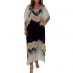 Naiste &scaron;ifoonist maksikleit gradienttr&uuml;kiga V-kaelusega l&uuml;hikeste varrukatega pikk kleit vabaaja lahtine rannakleit suvepuhkuseks S must