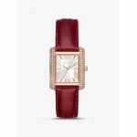 Michael Kors Mini Emery Pav&eacute; Roosa Kuldse Tooni ja Krokodillimustriga Nahast K&auml;ekell MK4689 punane