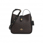 Coach Hadley 25 Metallik Logo Kunstnahast &Otilde;la-Crossbody Kott Keskmine Naiste kotid P&auml;hklipruun Must CW003-IMXAQ Basic Set (Bag+Dust Bag)