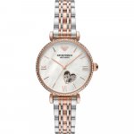 Emporio Armani Gianni T-Bar P&auml;rlmutter Bicolor roos Naiste Mehaaniline Automaatne Kell AR60049 p&auml;rliv&auml;rvi ema