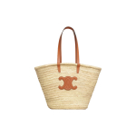 Celine Triomphe Klassikaline Kootud Looduslikust Puuvillakiust Vasikanahast Rannakott Ostukott &Otilde;lakott K&auml;ekott Keskmine Naiste Tott 192622EFA-04LU Basic Set (Bag+Dust Bag)