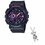 CASIO Naiste BABY-G Lilla Kell BA-110TM-1APR BA-110TM-1APR Black Dial Bear Necklace
