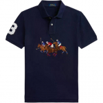 Polo Ralph Lauren Polo S&auml;rk Ss26 Kolme Hobuse Logoga Numbrim&auml;rk Puuvillane Piqu&eacute; Kahe N&ouml;&ouml;biga Pluus L&uuml;hikeste Varrukatega Laste Topp 323A95752-001 L
