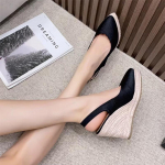 10cm Espadrill-kiilud Kontsad Naiste Peokingad Elegantne Daami Kontsaga Sandaalid Terava Ninaga Suvised Kleitkingad Suurused 41 34 must