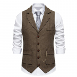 Meeste retro rev&auml;&auml;riga kettvest Moodne kalasaba j&auml;me tviid taskud &uuml;likond vest Briti vabaaja vintage h&auml;rrasmeeste vabaaja pidu S pruun