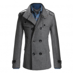 Meeste Pikkade Varrukatega Rev&auml;&auml;rkraega Kahe Rea N&ouml;&ouml;pidega Taskutega Villane Slim Trench Coat L